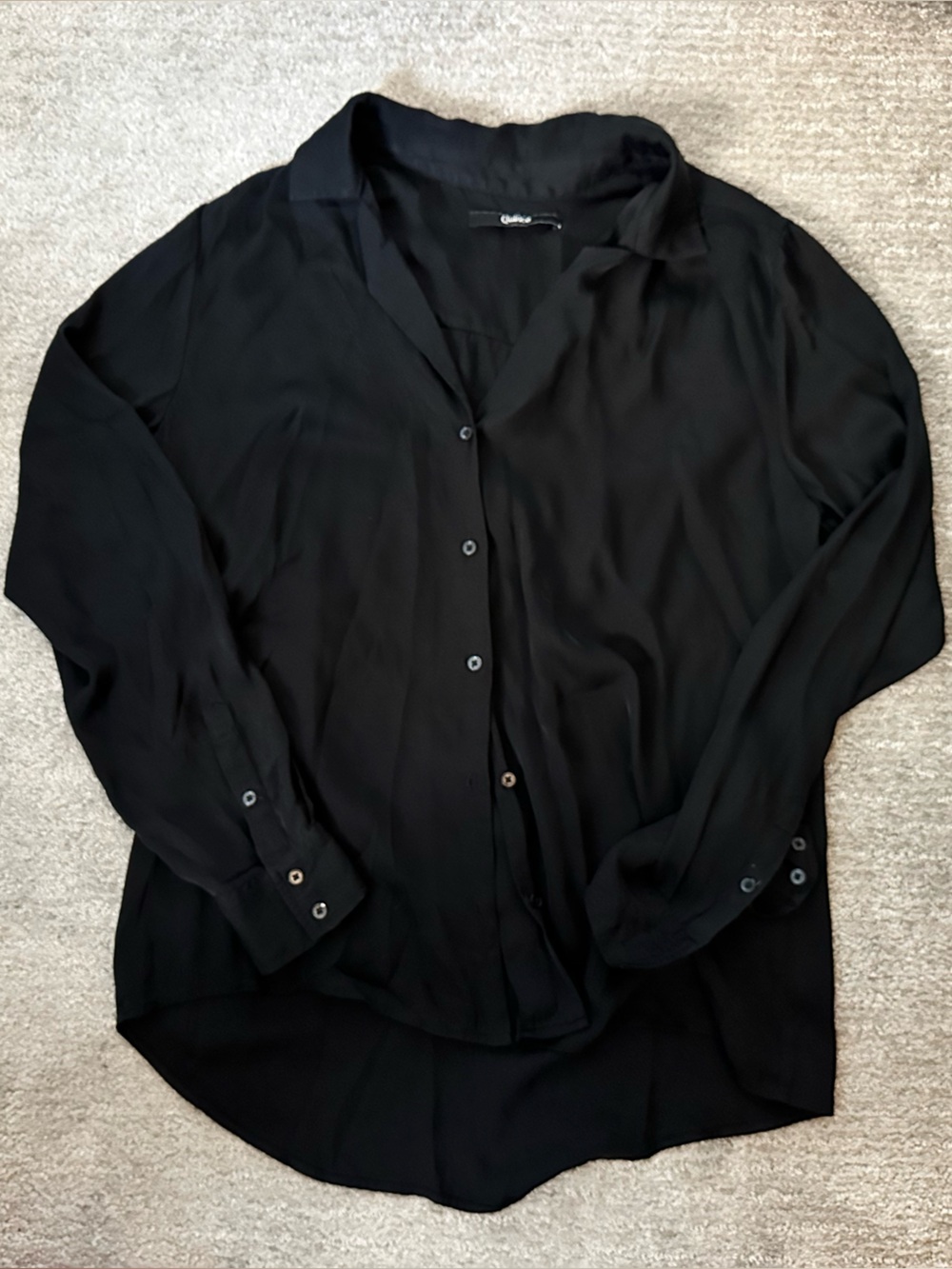 Quince Black Silk Button-Down Shirt